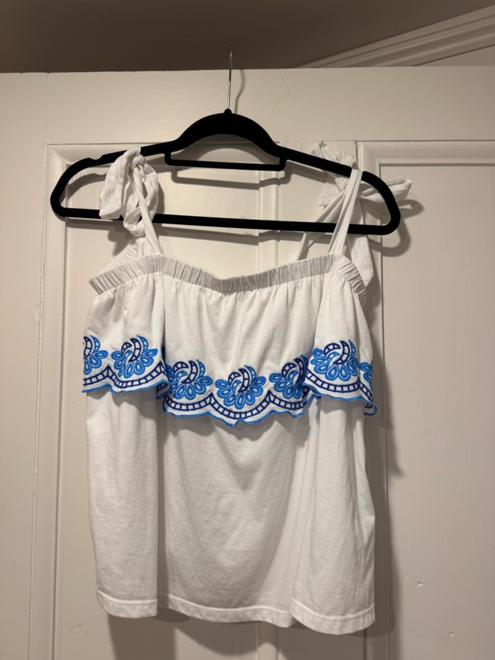 Lilly Pulitzer White Camisole with Blue Embroidered Trim
